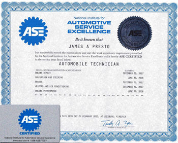 ASE Certificate